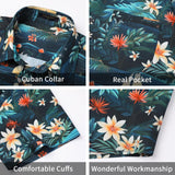 Funky Hawaiian Shirts with Pocket - 13-BLACK FLORAL