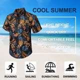 Funky Hawaiian Shirts with Pocket - A6-BLACK ORANGE