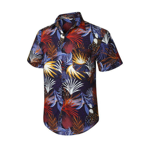 Funky Hawaiian Shirts with Pocket - BLUE/RED