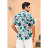 Funky Hawaiian Shirts with Pocket - 22-GREEN/FLAMINGO