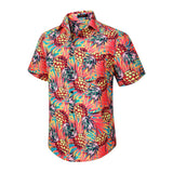 Funky Hawaiian Shirts with Pocket - 17-ORANGE/PINEAPPLE