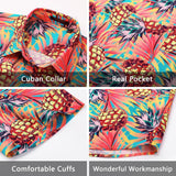 Funky Hawaiian Shirts with Pocket - 17-ORANGE/PINEAPPLE