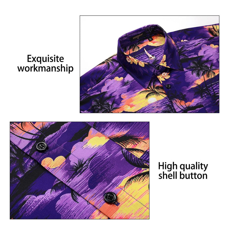 Funky Hawaiian Shirts with Pocket - A3-PURPLE