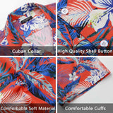 Red Floral Button Up Hawaiian Shirt For Summer Vacation