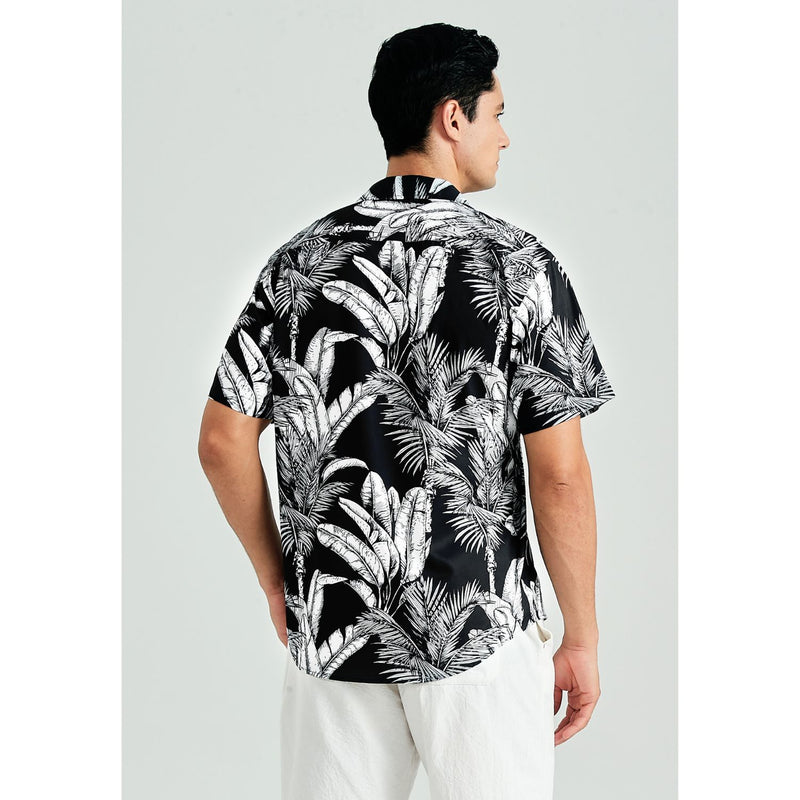 Summer Hawaiian Shirts with Pocket - 02-WHITE/BLACK