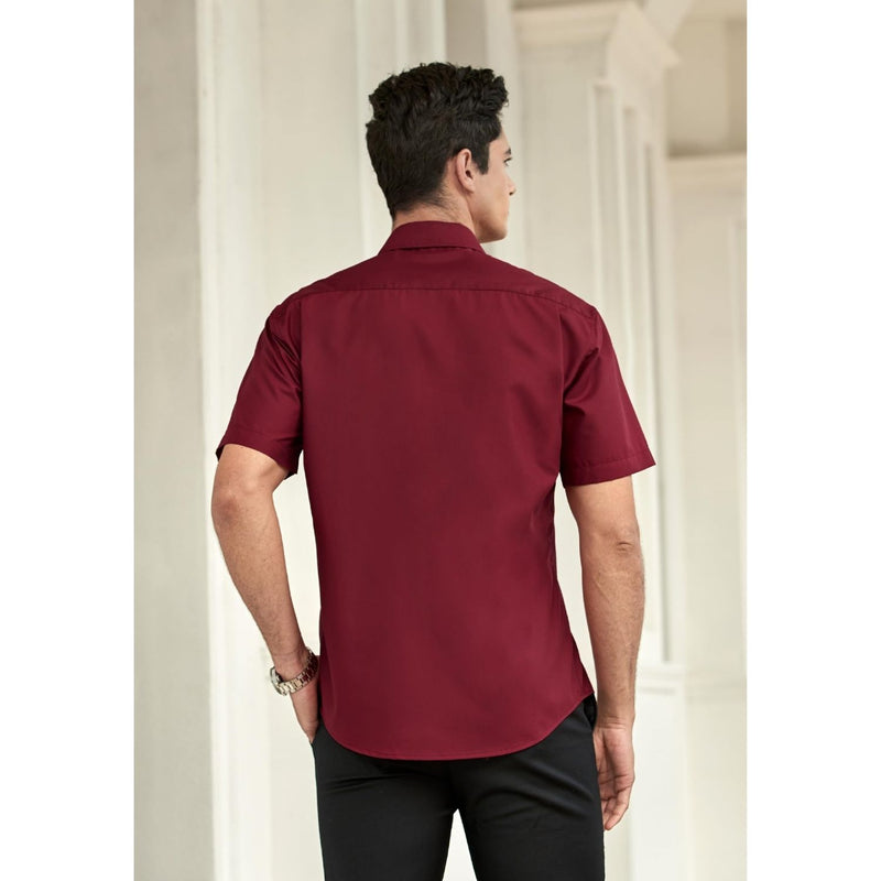 Men's Short Sleeve Shirt with Pocket - B1-RED2