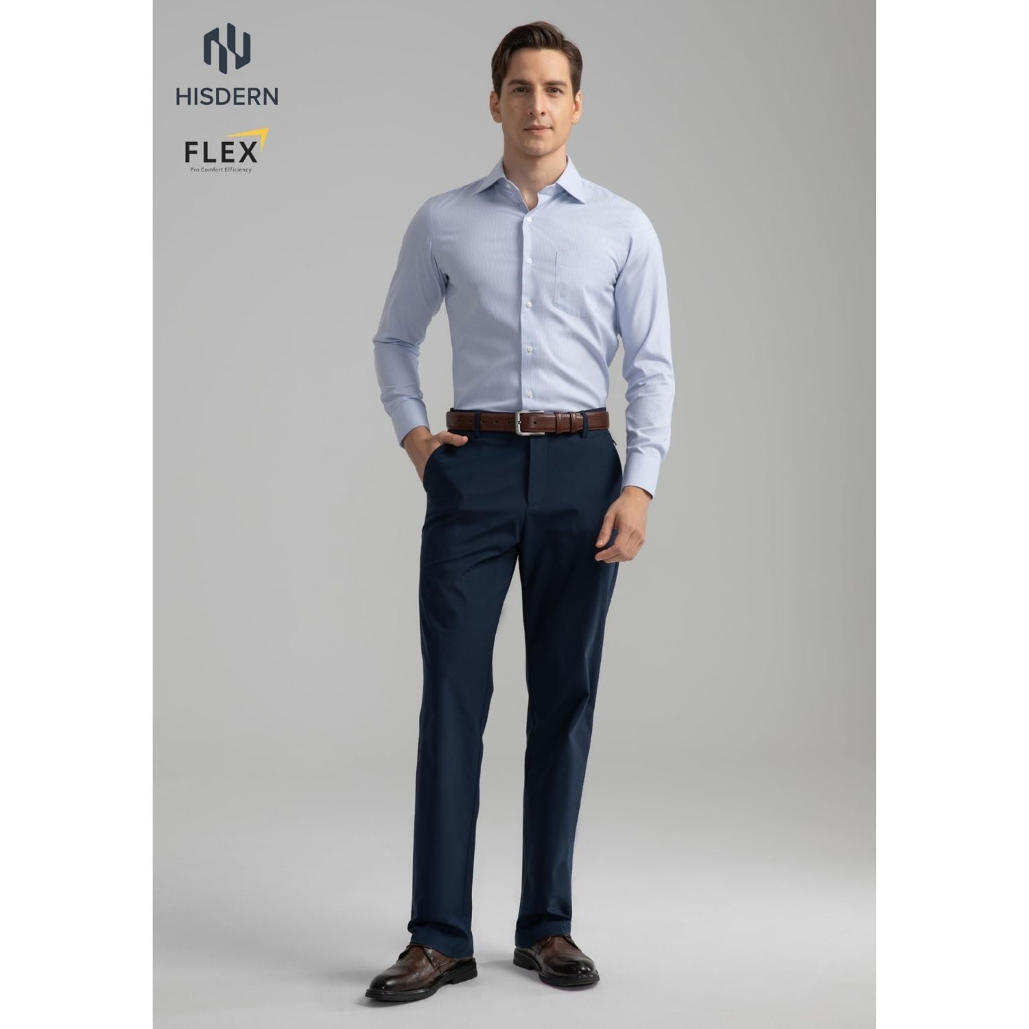 Hisdern Flex 501 Men's Golf Pants Navy Blue Classic Fit Stretch for Golf Business