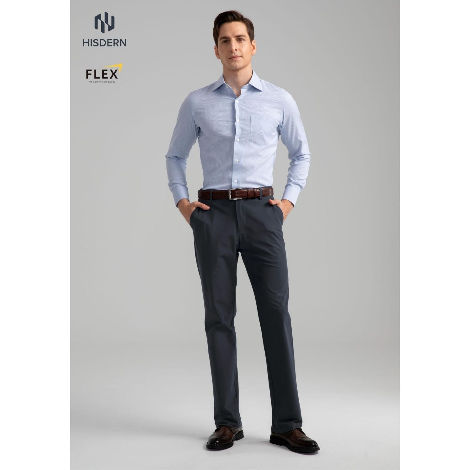 Hisdern Flex 501 Men's Golf Pants Dark Gray Classic Fit Stretch for Golf Business