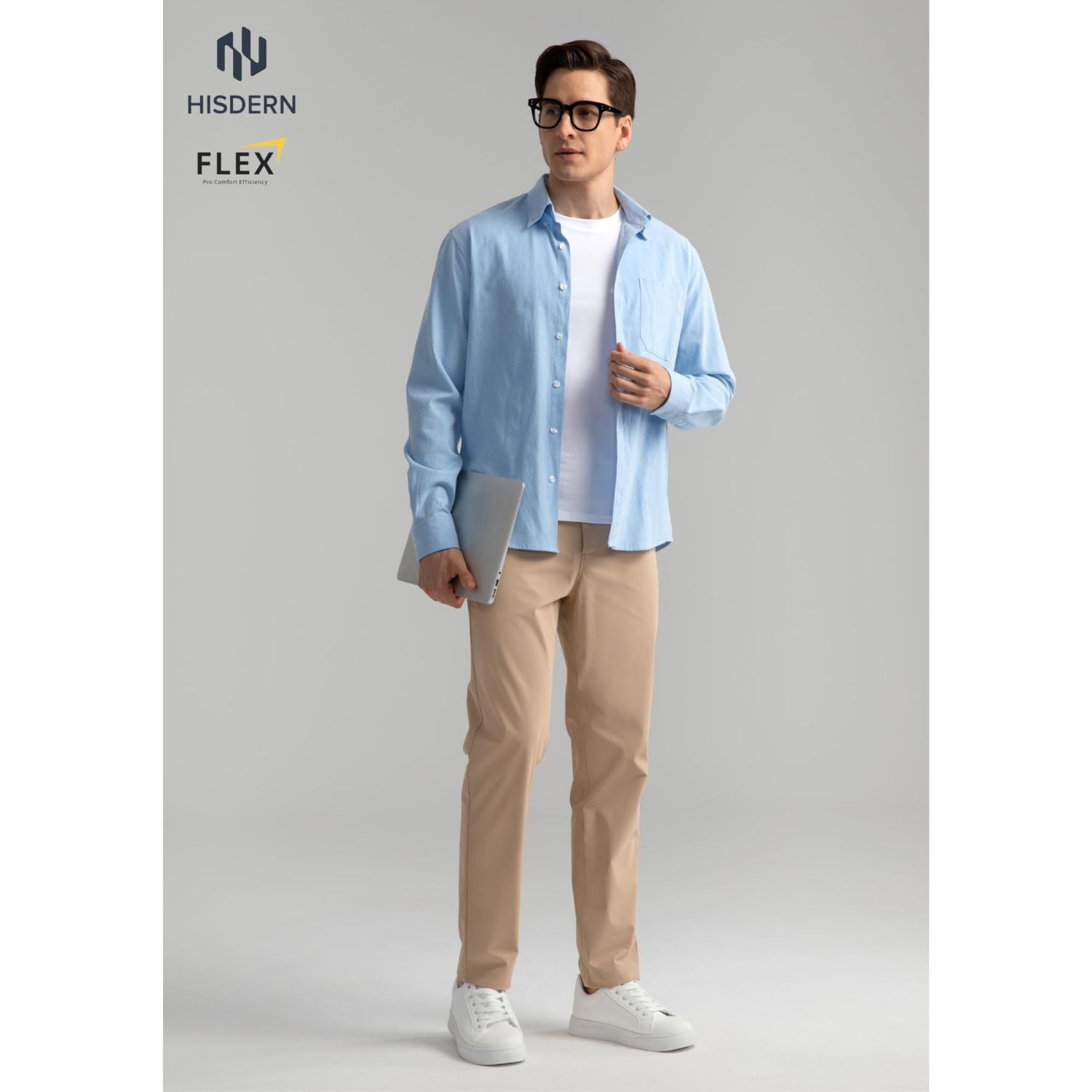 Hisdern Flex 503 Men's Golf Pants Slim Fit Khaki Stretch for Business Casual