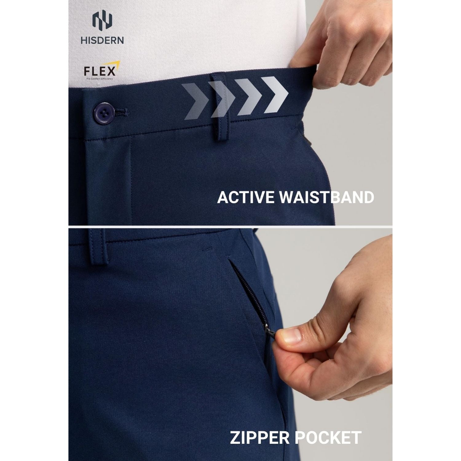 Hisdern Flex 505 Men's Wide-Leg Business Casual Navy Blue Pants