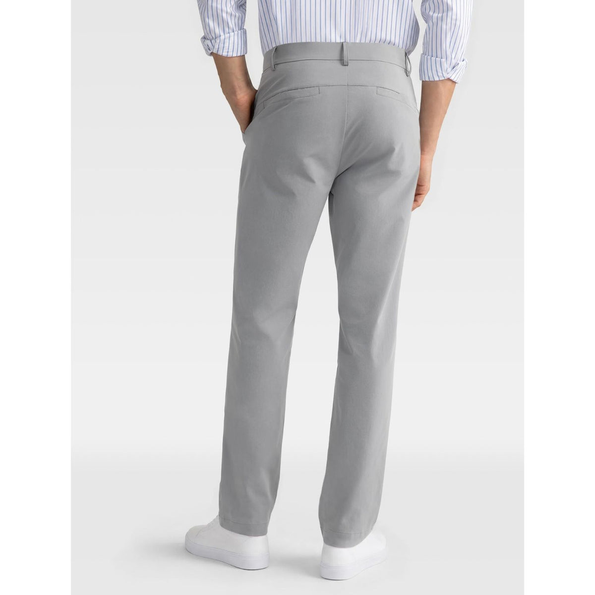 Hisdern Flex 301 Men's Stretch Dress Pants Light Gray Classic Fit Casual Pants for All-Day Comfort