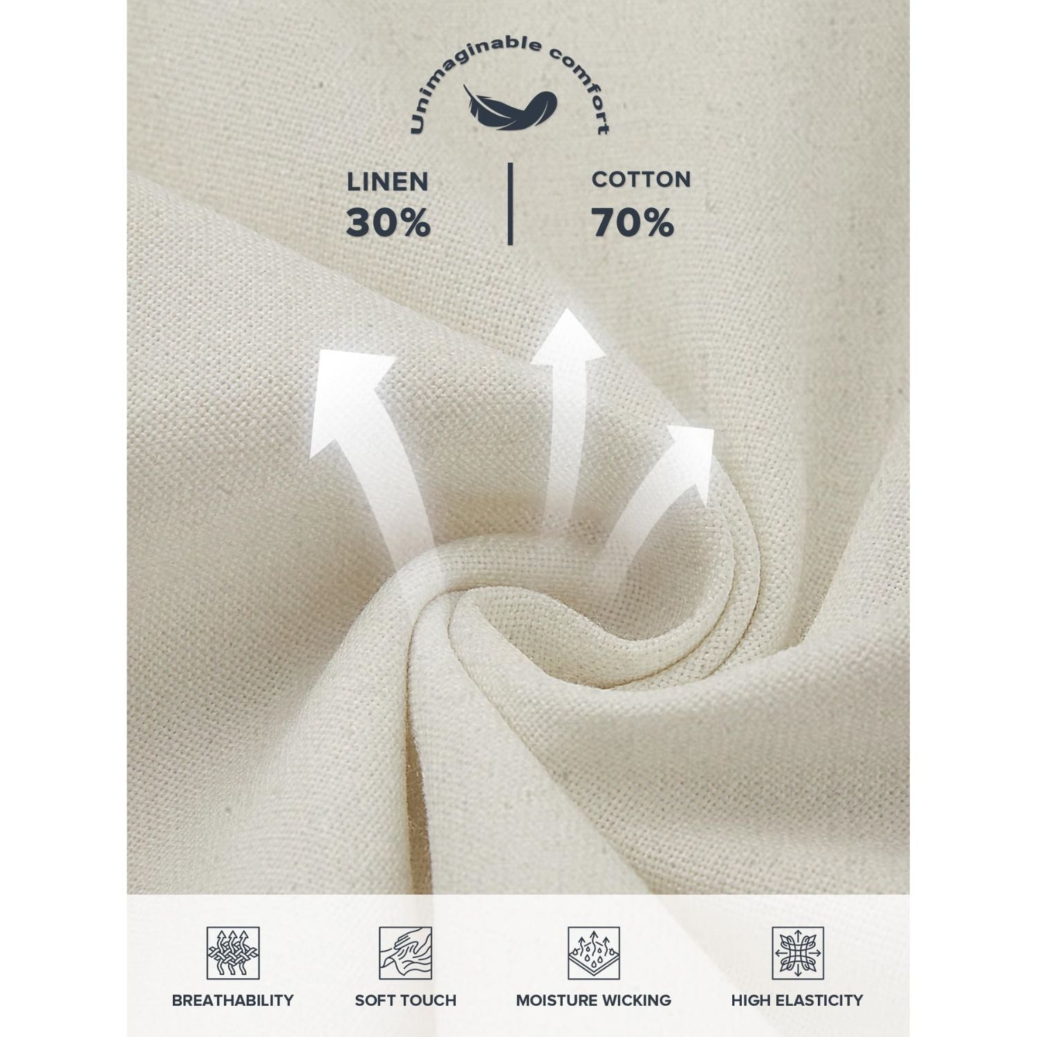 Hisdern Men's Breathable Beige Linen Trousers Lightweight Summer Casual Pants