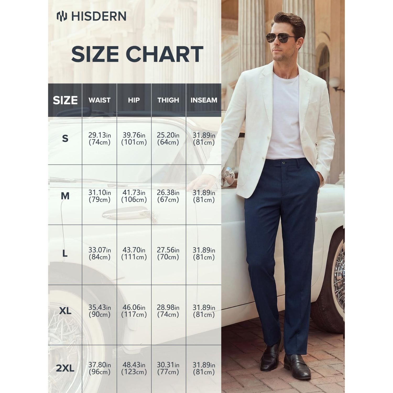 Hisdern Men's Breathable Navy Blue Linen Trousers Lightweight Summer Casual Pants
