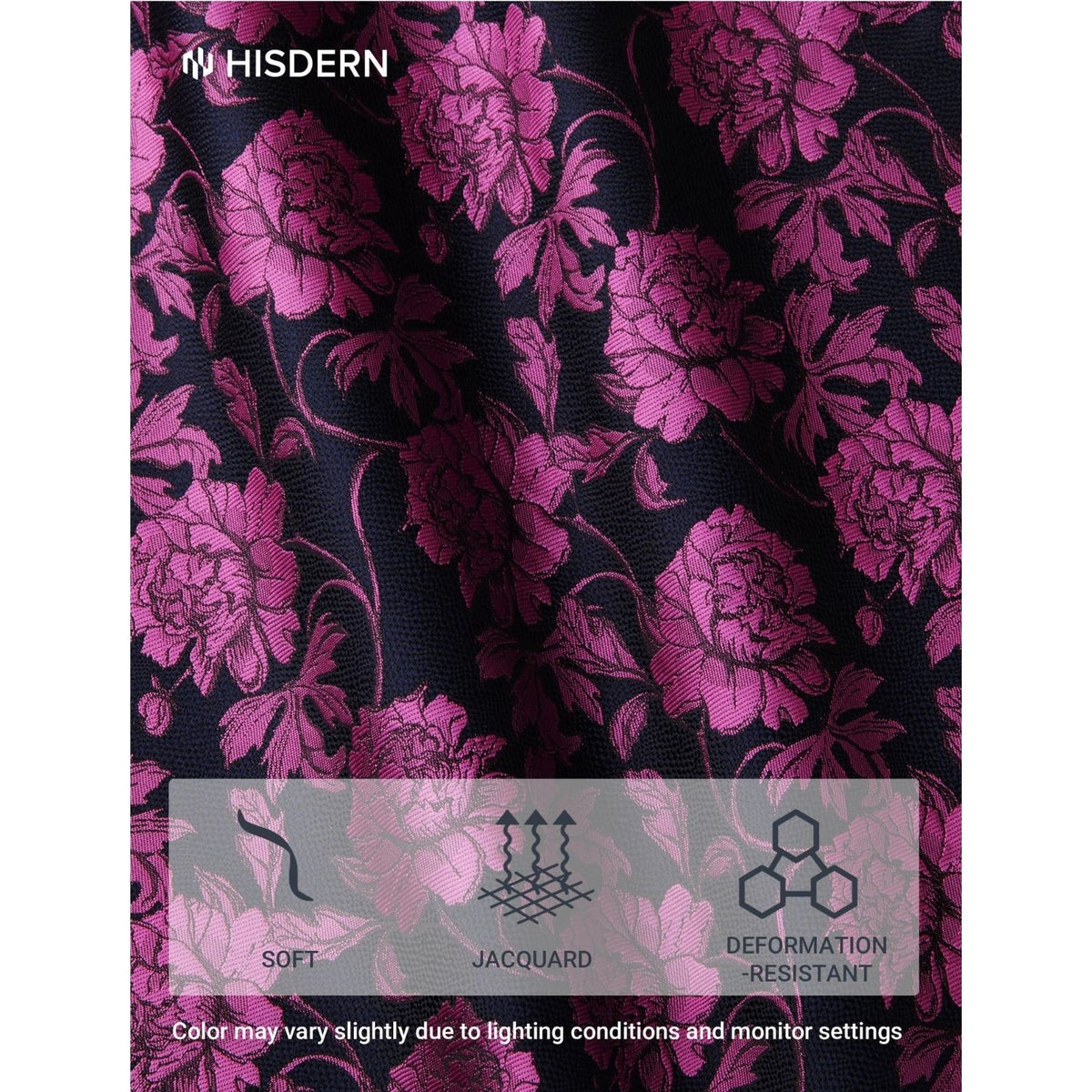 Hisdern Men's Floral 4-Piece Tie Set in Purple & Black for Weddings & Formal Wear