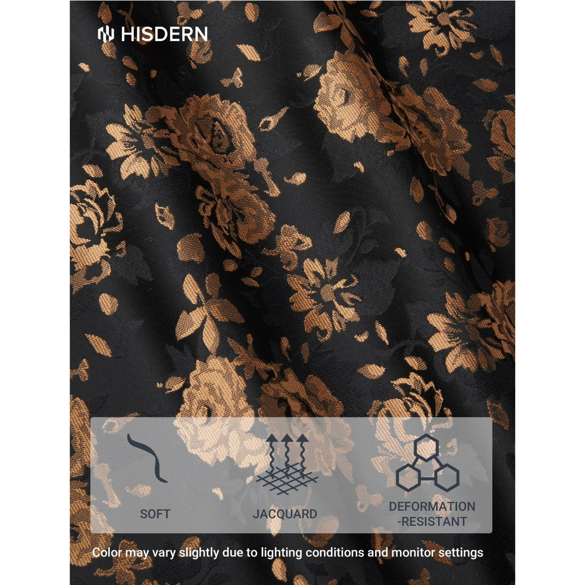 Hisdern Men's Floral 4-Piece Tie Set in Orange Gold Black for Weddings & Formal Wear