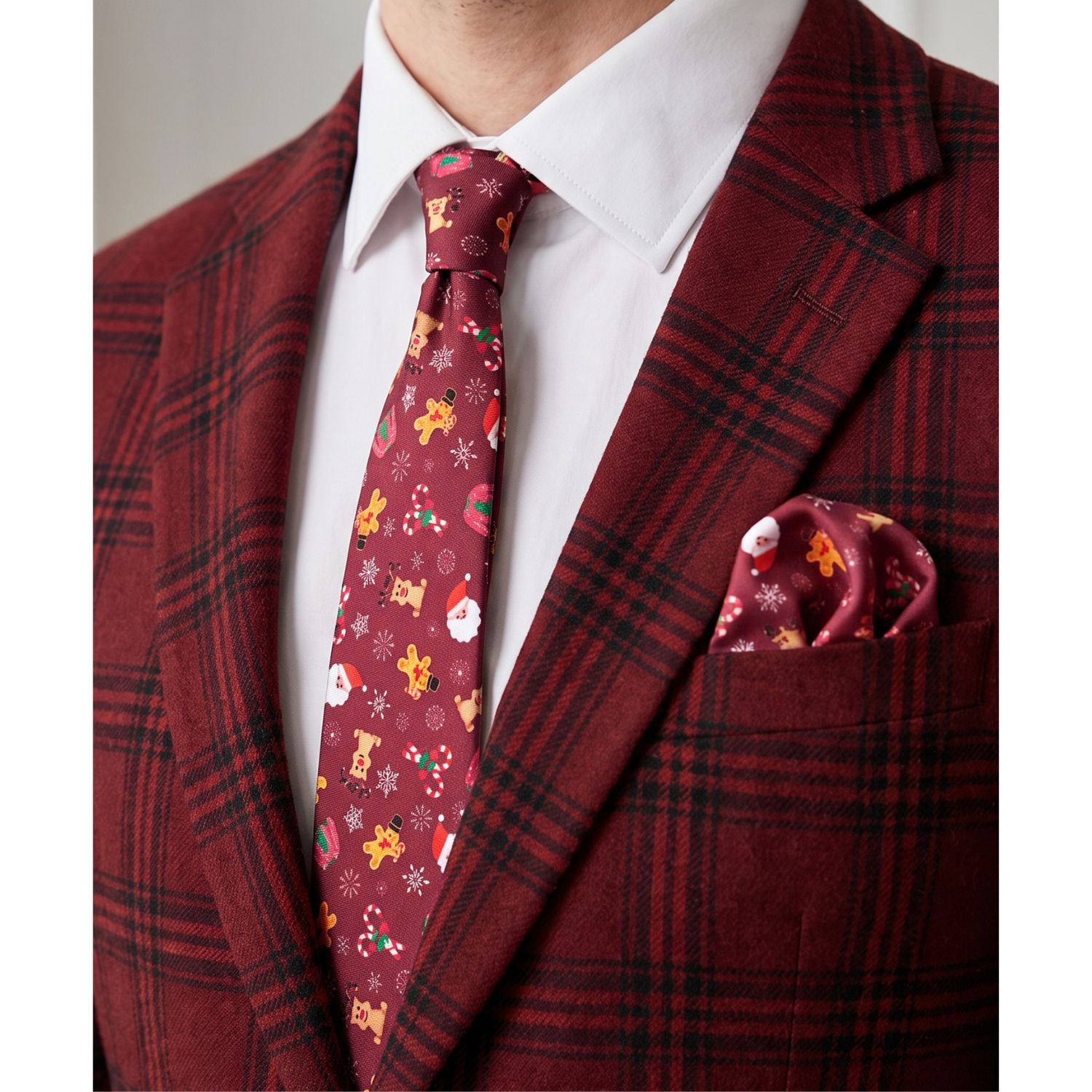Hisdern Christmas Tie Set Red Candy Holiday Party Accessories