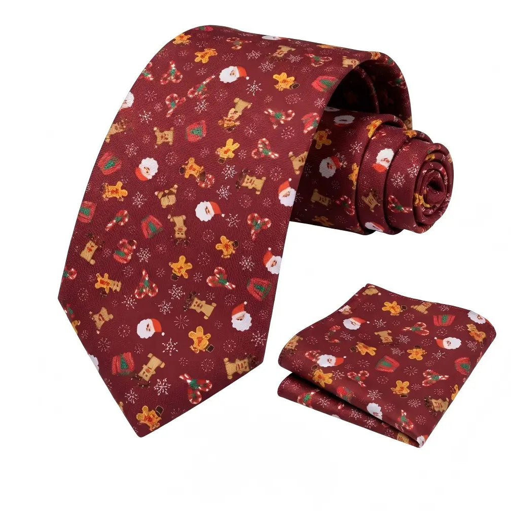 Hisdern Christmas Tie Set Red Candy Holiday Party Accessories