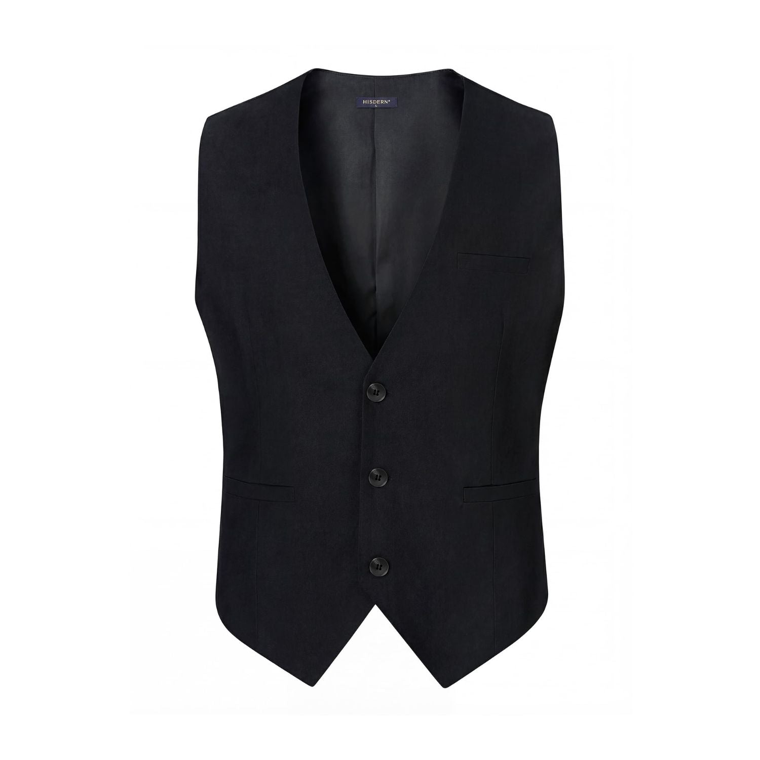 Hisdern Men's Black Casual Linen Vest Lightweight Summer Waistcoat
