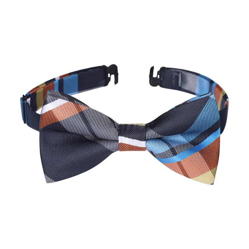 Plaid Pre-Tied Bow Tie for Boy - NAVY BLUE/ORANGE/WHITE