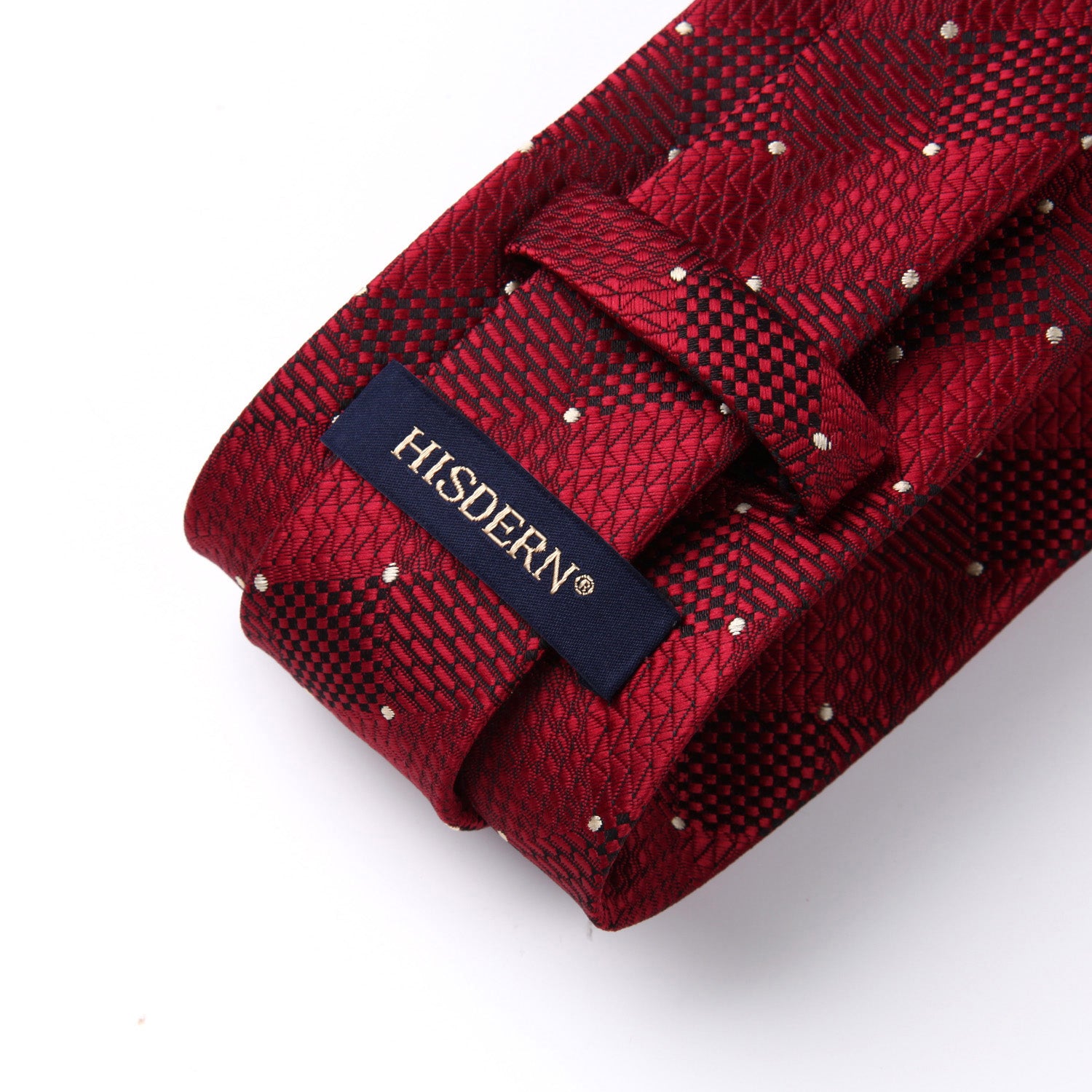 Plaid Tie Handkerchief Set - B-DARK RED