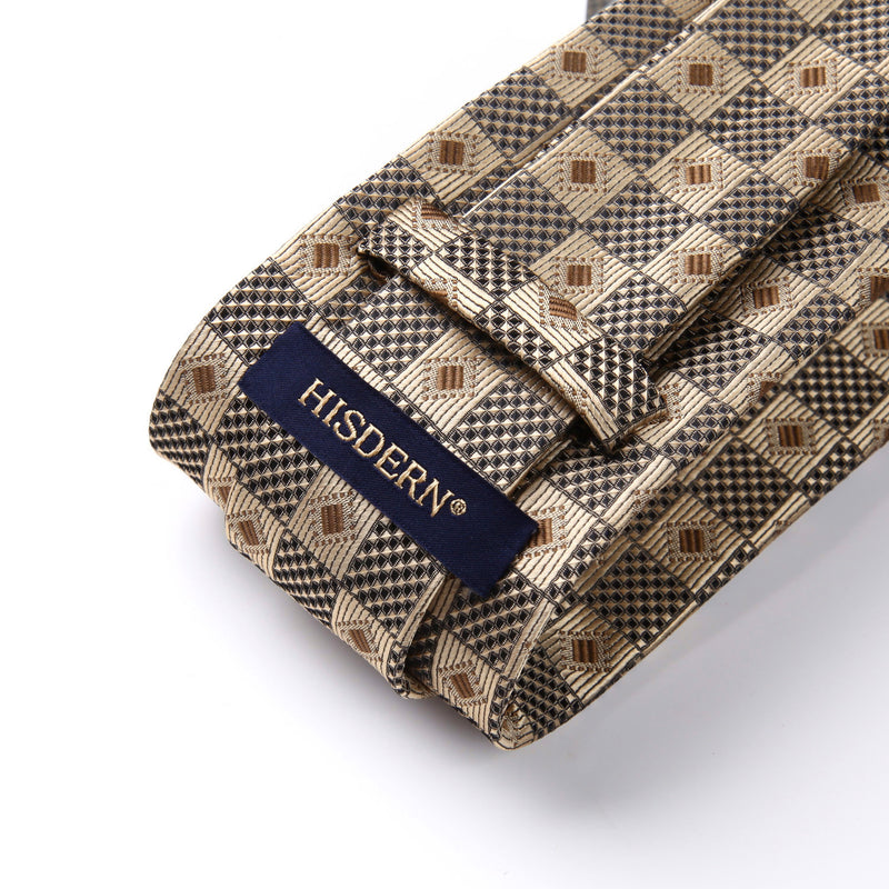 Plaid Tie Handkerchief Set - C-GOLD 