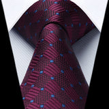 Plaid Tie Handkerchief Set - B-BURGUNDY