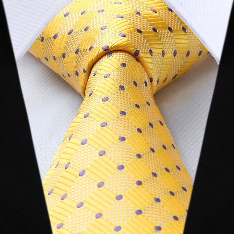 Plaid Tie Handkerchief Set - B-YELLOW 1