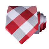Plaid Tie Handkerchief Set - RED/WHITE