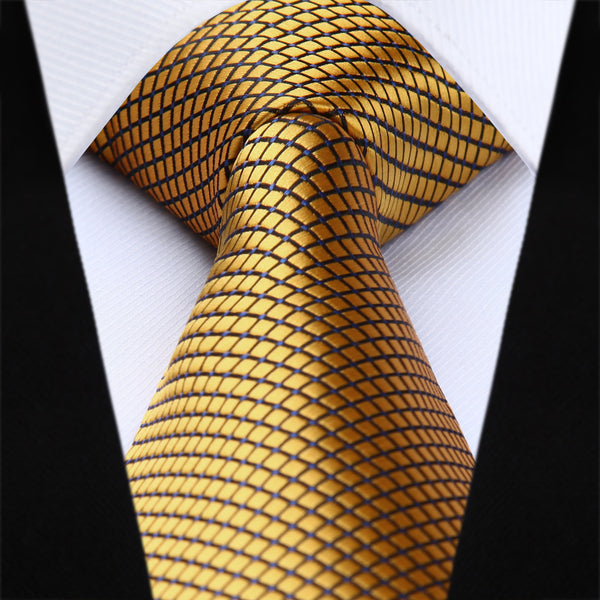 Houndstooth Tie Handkerchief Set - 1-GOLD