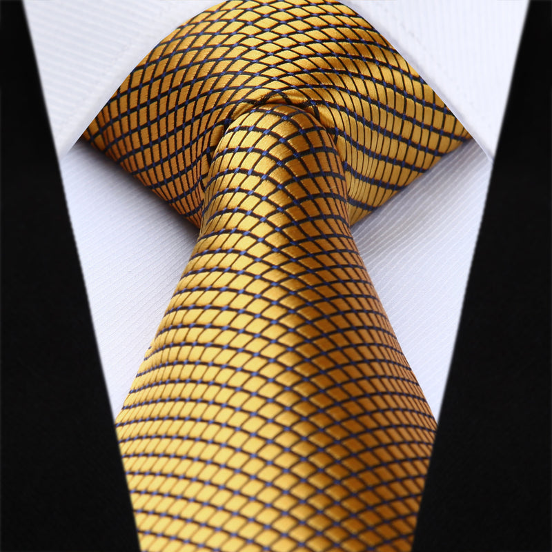 Houndstooth Tie Handkerchief Set - 1-GOLD