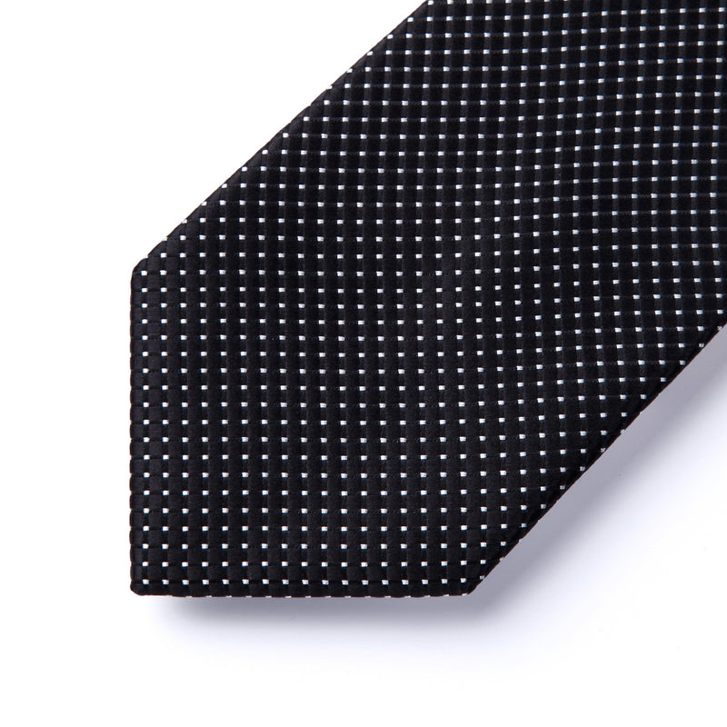 Plaid Tie Handkerchief Set - BLACK-3 