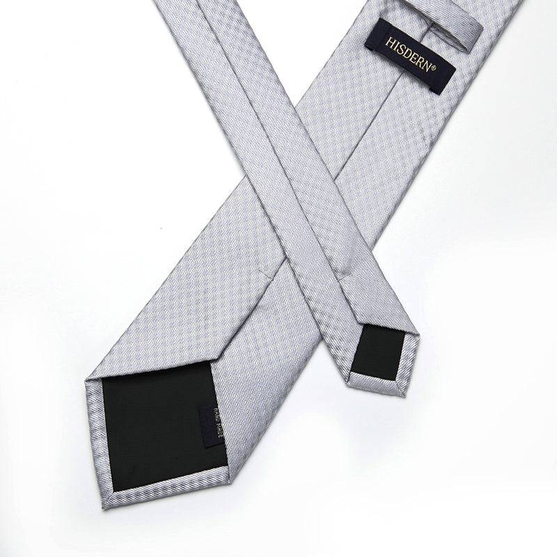 Plaid Tie Handkerchief Set - WHITE 