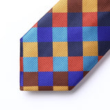Plaid Tie Handkerchief Set - ORANGE/BLUE/BROWN 