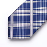 Plaid Tie Handkerchief Set - D-BLUE/WHITE