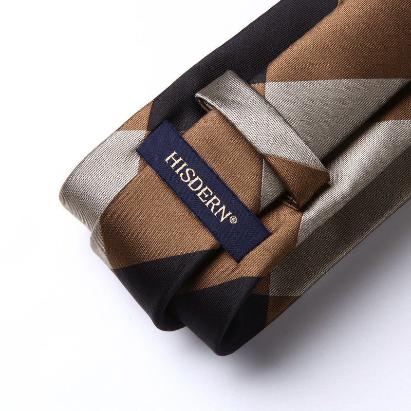 Plaid Tie Handkerchief Set - 02 BROWN 