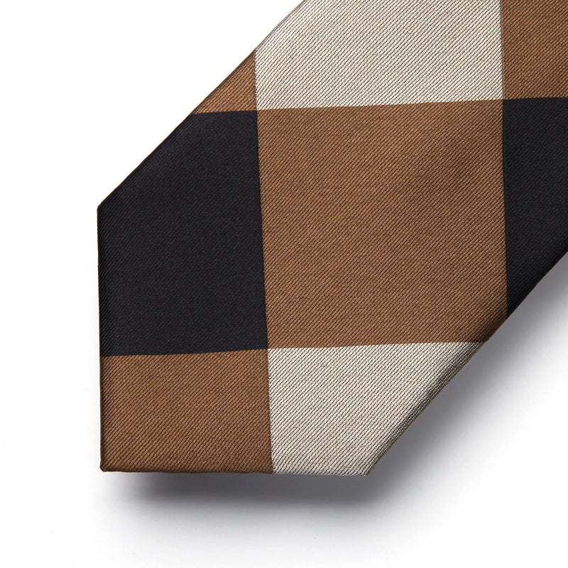 Plaid Tie Handkerchief Set - 02 BROWN 