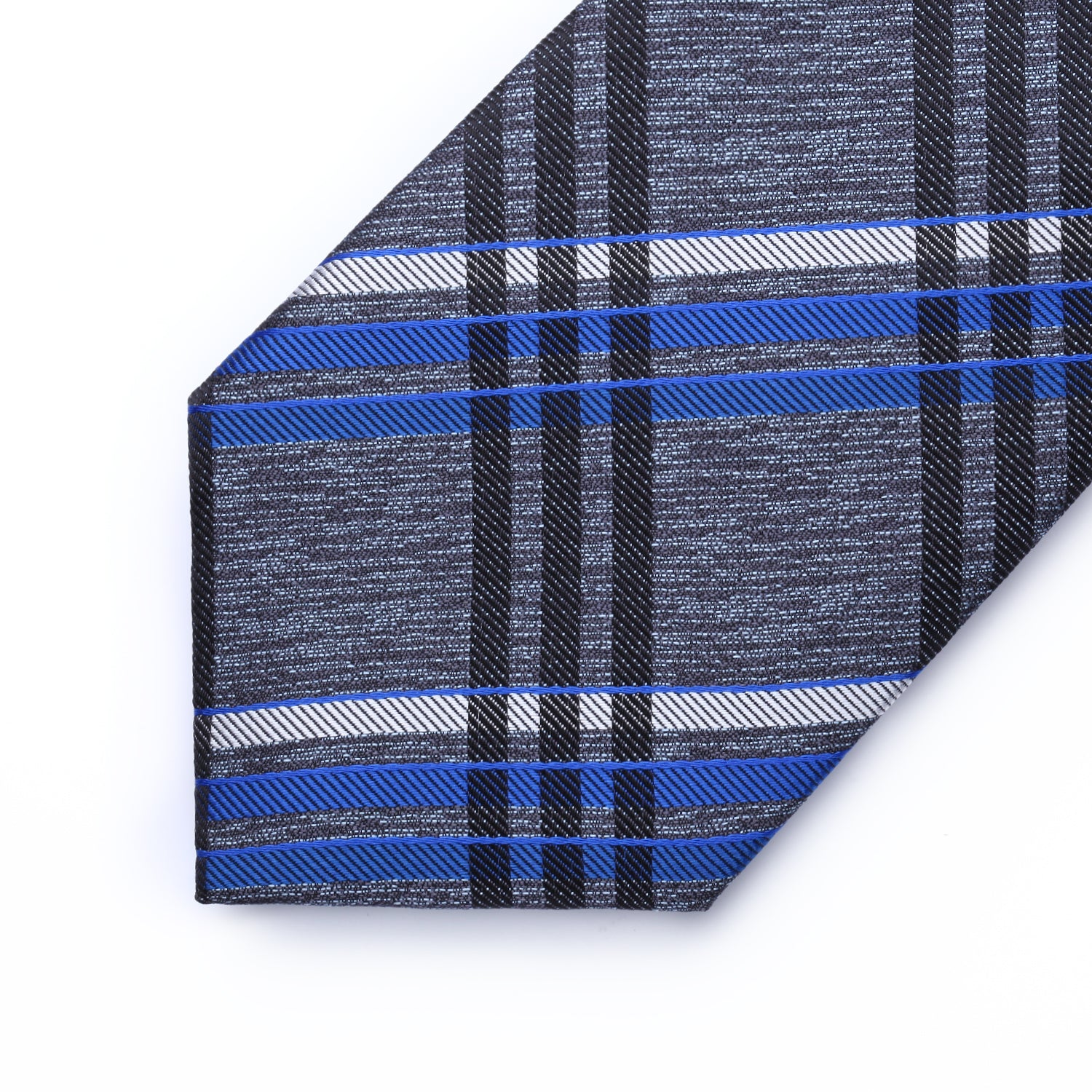 Plaid Tie Handkerchief Set - D-GRAY/BLUE