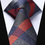 Plaid Tie Handkerchief Set - D-GRAY/ORANGE