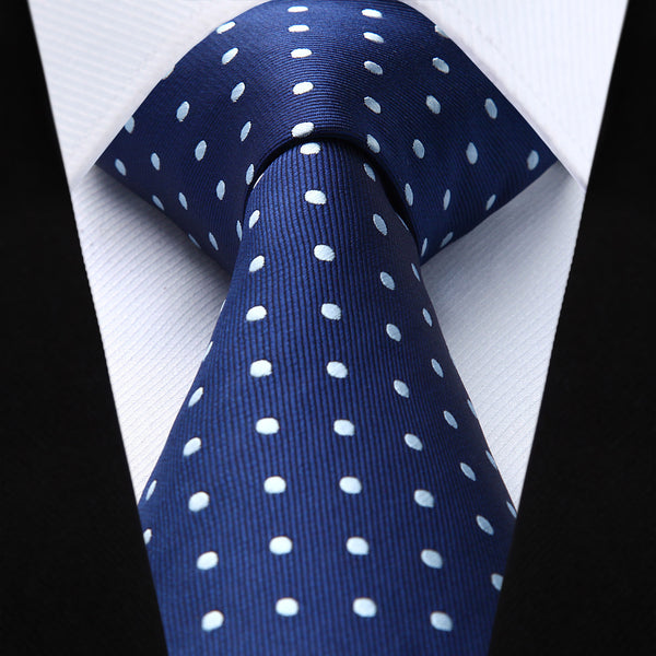 Polka Dot Tie Handkerchief Set - D-NAVY BLUE 1