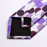 Polka Dot Tie Handkerchief Set - E-PURPLE/WHITE 