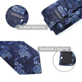 Floral Tie Handkerchief Set - BLUE