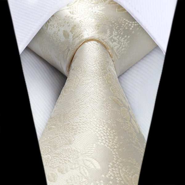 Floral 3.4 Tie Handkerchief Set - C-CHAMPAGNE 1