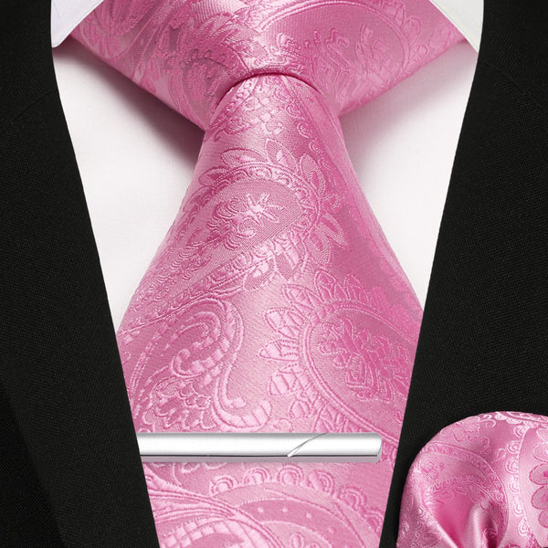 Paisley Tie Handkerchief Clip - PINK