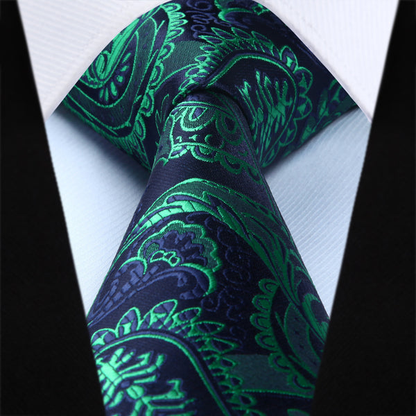 Paisley Tie Handkerchief Set - A2-GREEN1