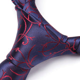 Floral Tie Handkerchief Set - 09 PURPLE/RED 