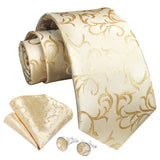 Floral Tie Handkerchief Cufflinks - A-CHAMPAGNE 