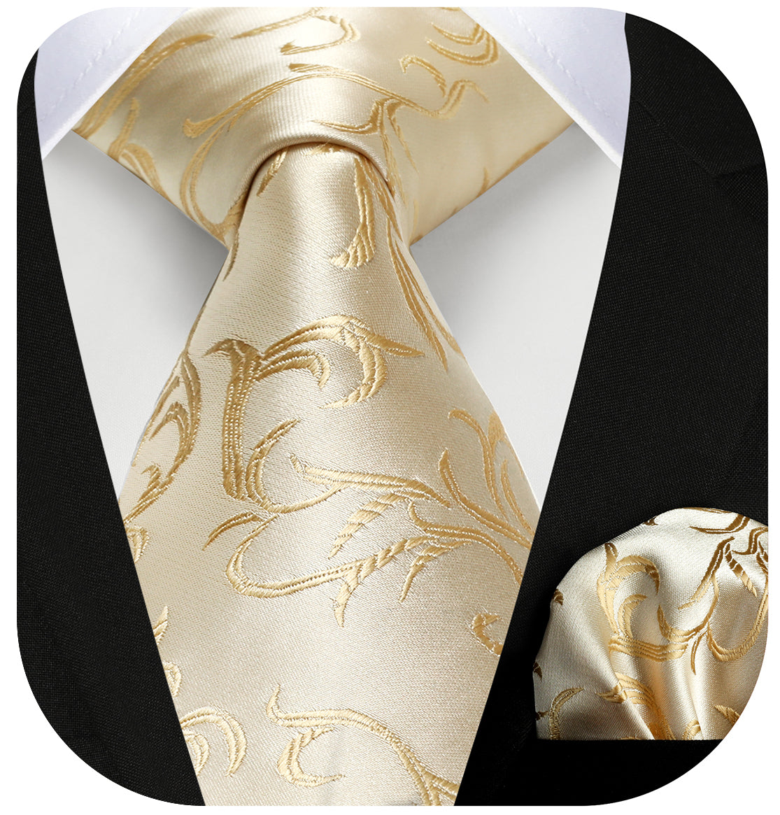Floral Tie Handkerchief Set - X-GREY FLOWER