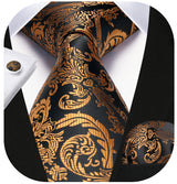 Paisley Tie Handkerchief Cufflinks - GOLD 