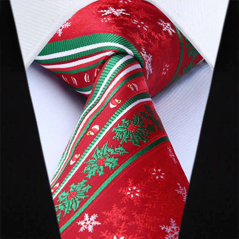 Christmas Tie Handkerchief Set - 02 RED/GREEN/WHITE