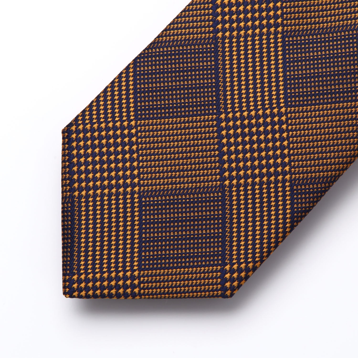 Houndstooth Solid Tie Handkerchief Set - C-05 BROWN